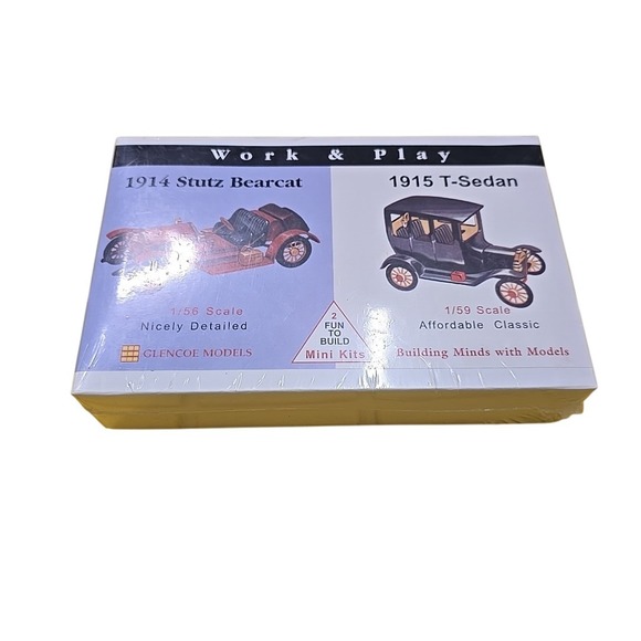 Glencoe Models Work & Play 1914 Stutz Bearcat 1915 T-Sedan 1/56 & 1/59 Scale NIB - Picture 1 of 3